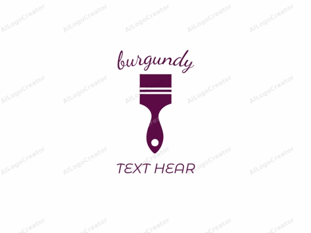 This is a minimalist, digital logo featuring a solid, dark purple paintbrush. The brush is oriented vertically and centered within the image. The paintbrush consists of a broad, flat, rectangular bristle section at the top, followed by a smaller