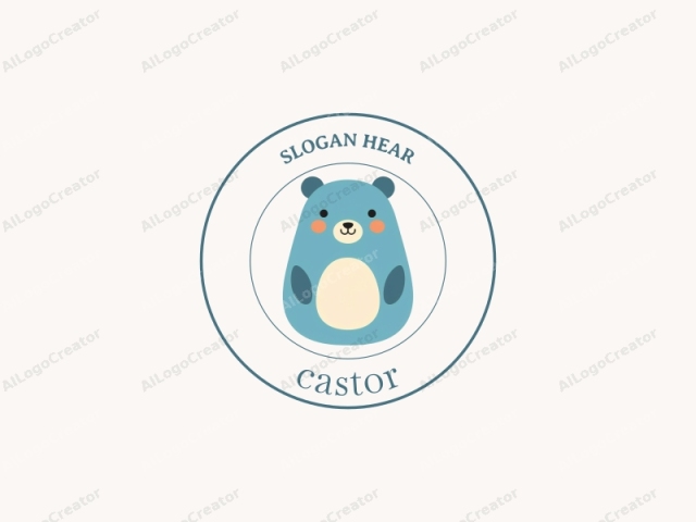 This is a digital illustration of a cartoonish bear, characterized by its simple, rounded shape and minimalistic design. The bear's body is primarily a light blue hue, with darker blue patches on its arms, legs, and head. The bear