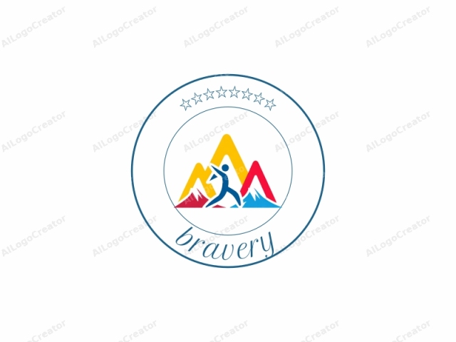 Este es un logo diseñado digitalmente que presenta una representación simplista pero vibrante de una figura humana involucrada en una actividad al aire libre activa. El elemento central del logo es una forma humana estilizada de color azul, mirando hacia adelante, con una postura dinámica. La figura no tiene