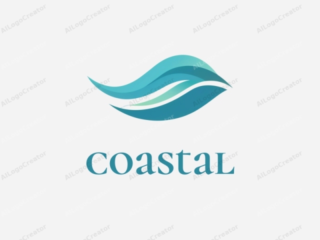 This is a minimalist logo design featuring a stylized, abstract bird or wing. The logo consists of two sweeping curves, one slightly behind the other, forming a V shape. The colors used are primarily teal and turquoise, creating a smooth gradient that