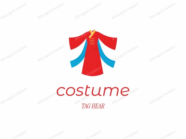 Das Logo zeigt eine stilisierte, vereinfachte Version einer traditionellen chinesischen Robe. Die Robe ist in lebhaftem Rot dargestellt, mit einem auffälligen gelben Kragen und einem schmalen, horizontalen gelben Streifen, der vorne herunterläuft und an das traditionelle chinesische Drachen-Design erinnert. Die Ärmel