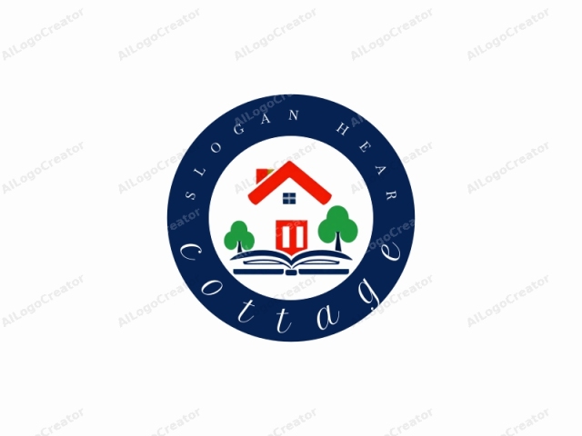 Este es un logotipo digital que presenta una representación estilizada de una casa, centrada sobre un fondo blanco liso. La casa está representada en rojo y blanco, con una línea de techo distintiva en rojo. El techo rojo de la casa se inclina hacia abajo en la parte posterior,