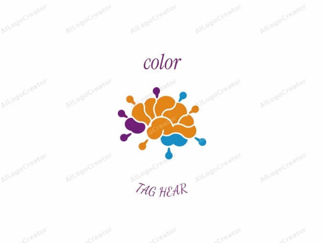 This logo consists of a simplified brain illustration with a vibrant, modern design. The brain is depicted in an abstract, flattened style, primarily in two colors: bright orange and blue. The orange sections resemble the lobes of a brain, with smooth