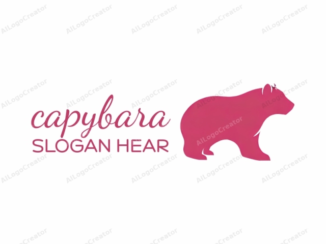 This is a simple, minimalist logo design in a flat style. The image depicts a stylized bear, facing left, against a plain white background. The bear is illustrated entirely in a solid magenta color, with smooth, uniform edges and no