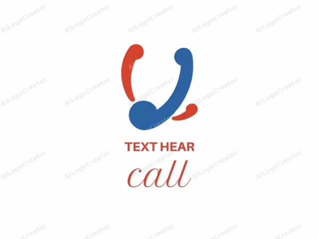 This logo is a simple, abstract design composed of two interconnected, stylized shapes. The primary shape is a large blue circle with an oval cutout at the top, reminiscent of a stylized microphone. This blue shape is positioned horizontally near the