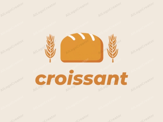 which is a minimalist, flat design. The image features a stylized representation of a loaf of bread, illustrated in a warm, orange-brown color. The bread is depicted as a solid, rectangular shape with smooth edges, positioned horizontally in the