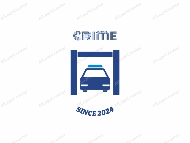 a car. This is a simple, minimalist graphic logo depicting a car inside a vehicle lift or car lift. The logo is executed in a flat, vector-style design, characterized by bold, clean lines and solid colors. The main subject is the