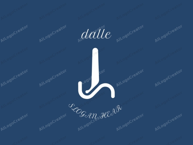 This is a minimalist, flat design logo on a solid blue background. The logo itself consists of a stylized white letter "J" that curves slightly to the left, forming a hook or tail at its bottom. The letter "J" is