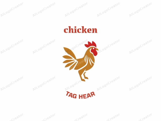 The image is a stylized, minimalist logo of a rooster, featuring clean, bold lines and colors. The rooster is depicted in a simplified, abstract form, with no detailed features beyond its essential characteristics. It is drawn primarily in two