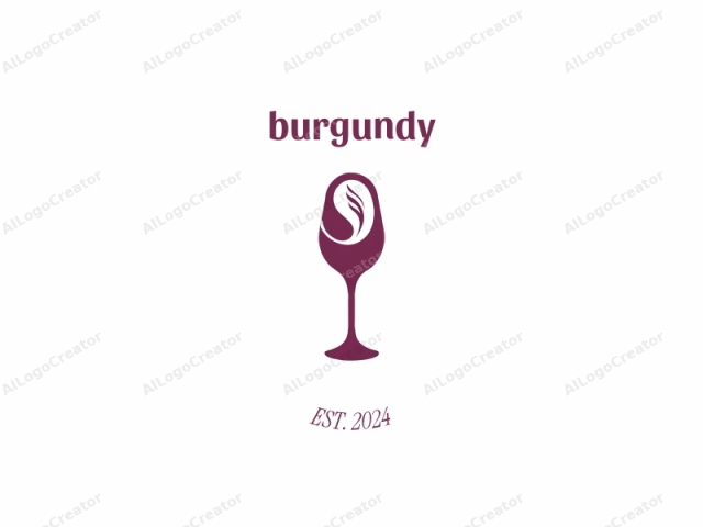 featuring a stylized, minimalist design. The logo is a silhouette of a wine glass. The glass is in a maroon color and is positioned centrally against a stark white background. The maroon hue stands out starkly against the white backdrop,