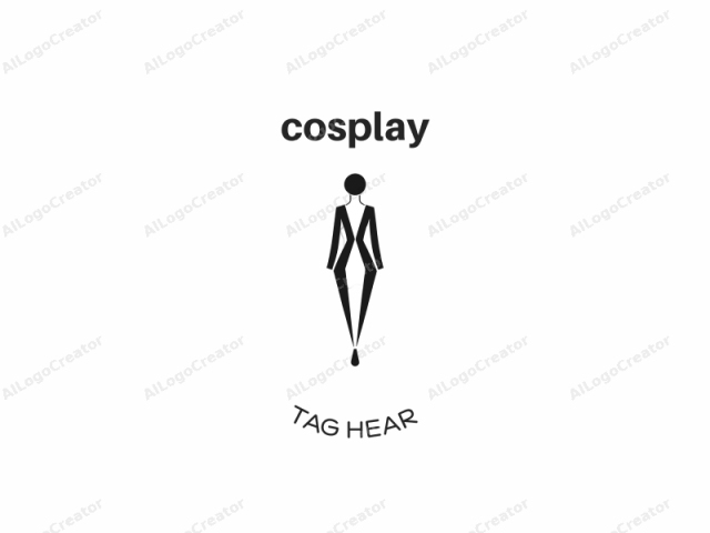 The logo image is a minimalist, black-and-white silhouette drawing of a human figure, set against a stark white background. The figure stands centrally and is depicted using a combination of solid and hollow lines. The outline is smooth and geometric, with a