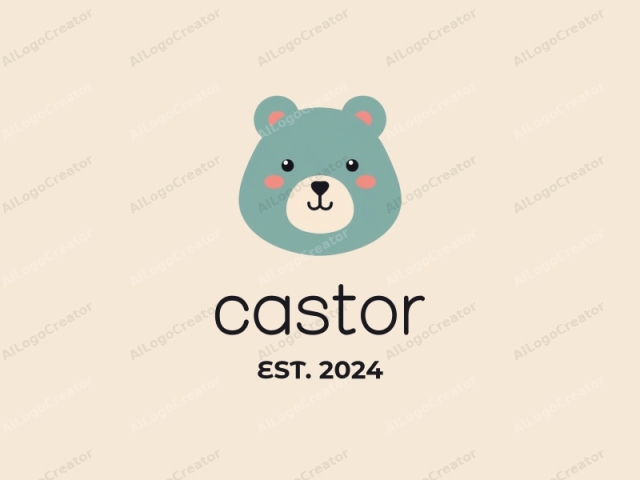 This is a minimalist, digital illustration depicting the head of a bear with a simplistic and modern style. The background is a plain, cream-colored canvas that provides a neutral and unobtrusive backdrop, ensuring the bear's face stands out prominently.