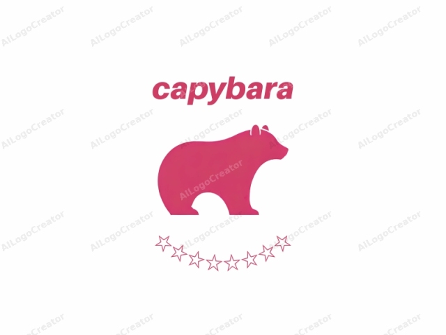 This logo is a minimalist, vector-based design featuring a stylized silhouette of a bear facing right. The bear is rendered in a solid, bright pink color against a clean, white background. The design employs smooth lines without any intricate details, giving