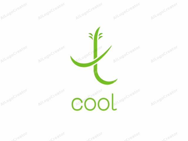 con un diseño minimalista y abstracto. Este es un logotipo estilizado que utiliza líneas limpias y una paleta de colores limitada. El logotipo presenta una sola línea verde audaz que forma la forma de una letra abstracta "t" con un bucle curvo hacia abajo.