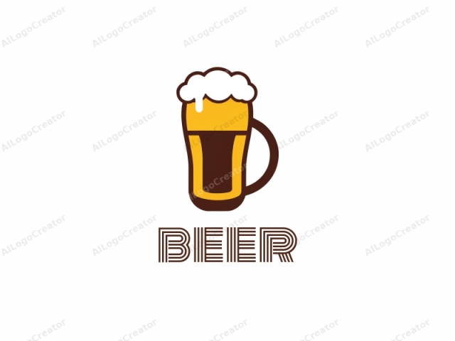 This is a simple, stylized logo of a beer mug. The image is clean and minimalist, with a monochromatic color scheme consisting of dark brown, light brown, and white. The mug is centered and oriented to the right. The