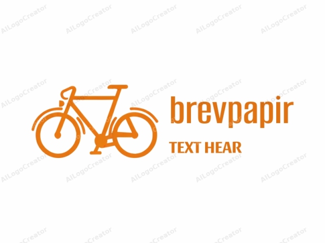 This is a minimalist, stylized drawing of a bicycle in the form of a vector graphic. The illustration is rendered in a solid, bold orange color, with thick, uniform lines that give it a crisp and clean appearance. The bicycle is depicted