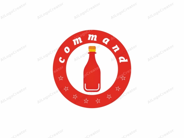 featuring a simple, minimalist design. This is a vector illustration depicting a generic red bottle, with a flat, modern art aesthetic. The bottle is depicted in a bright, vibrant red hue, standing upright against a stark white background. It is characterized