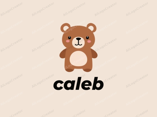 a stylized, cartoonish depiction of a bear, rendered in a minimalist, flat design with clean lines and a limited color palette. The bear is positioned centrally against a plain beige background, devoid of any textures or additional objects, allowing the subject