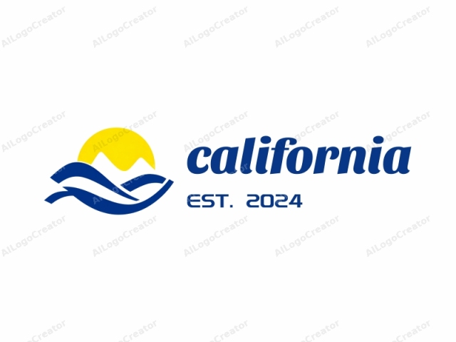 This is a digital logo featuring a simplified, stylized representation of a mountainous landscape. The design consists of three main colors: a bright yellow, deep blue, and white. The dominant yellow color forms a large, semi-circular sun at