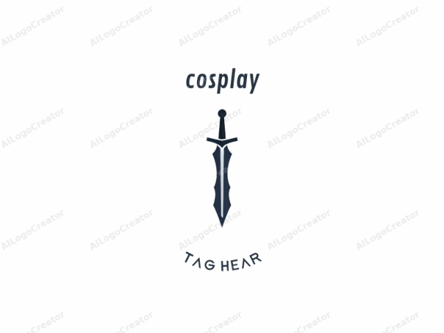 The logo is a minimalist, digital drawing of a medieval-style sword set against a plain, white background. The sword is depicted in a stylized manner with clean lines and a monochromatic color palette. It features a dark navy-blue blade and