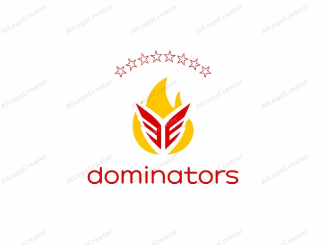 This is a logo design featuring a stylized flame with bold, geometric shapes in vibrant colors against a white background. The central focus is a stylized, abstract flame that appears to be rising upward. The flame is depicted using sharp, angular lines