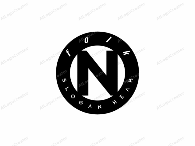 Este logotipo minimalista presenta una letra "N" en mayúscula y en negrita en el centro de un fondo blanco puro. La letra "N" está representada en una tipografía sans-serif gruesa y negra con líneas limpias, creando una estética moderna y fuerte.