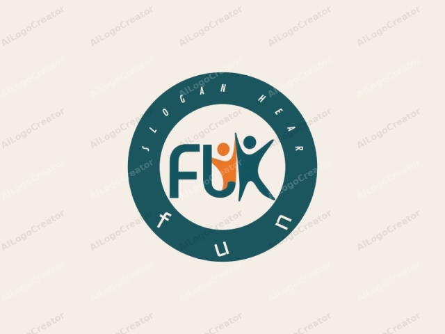 Este es un logotipo digital minimalista que consta de tres elementos: la palabra "FUCK" y dos figuras humanas abstractas. La palabra "FUCK" se muestra prominentemente en letras minúsculas y en negrita. La primera letra "F" es de color azul verdoso,