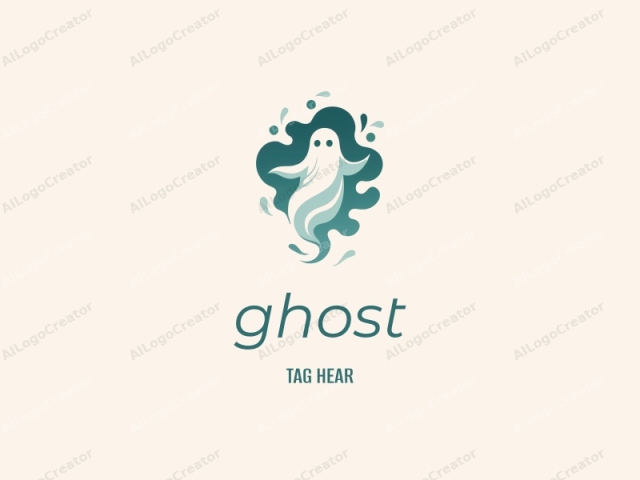 using the stable diffusion method to describe it in a neutral, objective manner. The logo image is a minimalist, abstract illustration of a ghost. The ghost is depicted in a flowing, ethereal style with soft lines and a smooth, almost watery