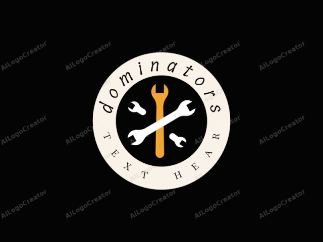 The logo is a simple, vector graphic illustration set against a solid black background. At the center of the image is a bright orange wrench with a smooth, cylindrical handle. The wrench has a standard hexagonal shape with a pointed end on one side