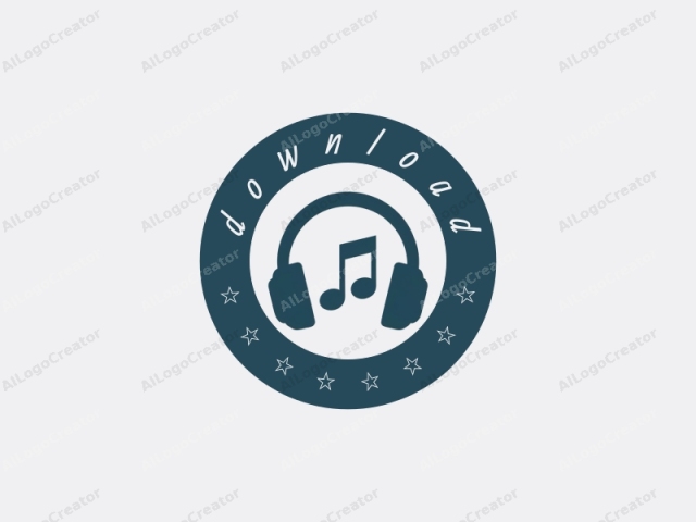 This is a minimalist logo illustration rendered in a dark teal-blue color on a plain white background. The image features a stylized representation of a pair of large over-the-ear headphones. The headphones are depicted in a simplistic, flattened design, with