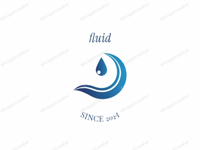 which consists of a simple, abstract water droplet graphic. The logo features a smooth, flowing curve that represents the shape of a water wave or a river's flow, rendered in a gradient of blue hues transitioning from a dark blue at the bottom