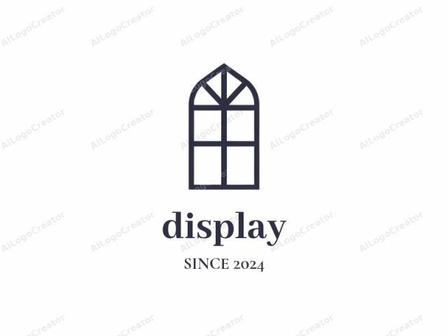 This is a simple, minimalistic, and modern logo design featuring a stylized depiction of a window. The window is represented with a thick, solid outline in a dark blue color against a stark white background. It showcases a rectangular frame with a