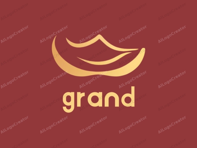 This is a minimalist logo consisting of a single, stylized, abstract illustration against a solid burgundy background. The central object is a smooth, curved, golden shape that resembles a simplified version of a shoe or boot, with a slight taper at