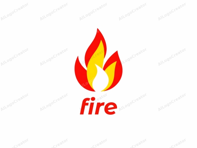 The logo features a stylized depiction of a flame, commonly associated with fire. The design uses bold, bright colors and smooth, clean lines. The flame itself is composed of three distinct parts: two larger, curved red-orange flames at the top