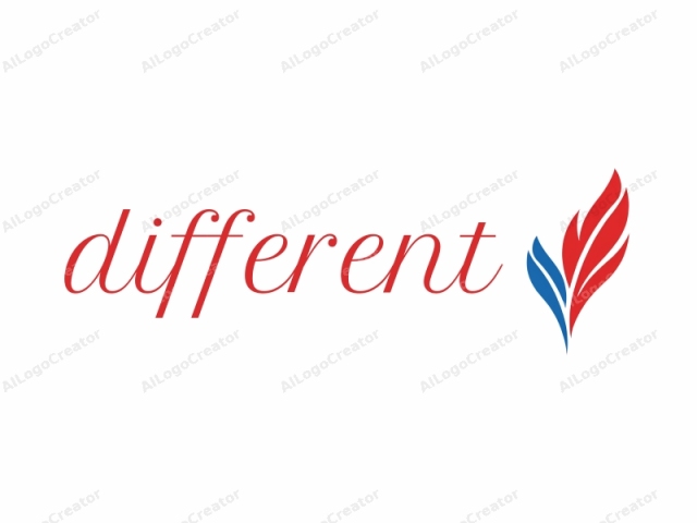 This is a minimalist logo designed in a modern, abstract style. It features a stylized flame with three main segments. The left segment is a bold blue color, the middle is a fiery red, and the right segment is a vibrant yellow-orange