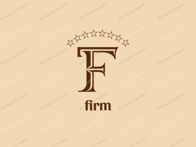 The logo features a capital "F" in an ornate, serif font. The "F" is rendered in a rich, deep brown color, standing out prominently against a solid, light beige background. The serif style of the font adds a