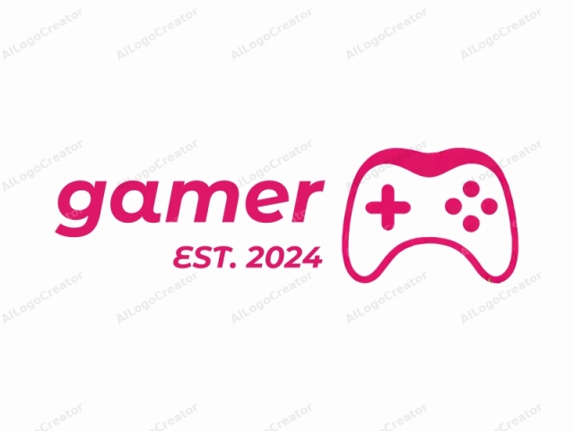 Dies ist ein einfaches, stilisiertes und farbenfrohes Logo-Bild, das einen Videospiel-Controller darstellt. Der Controller ist in einem sauberen, minimalistischen Stil mit scharfen Kanten gezeichnet und verwendet ein lebhaftes Pink. Das Logo ist auf einem einfachen, weißen Hintergrund zentriert.