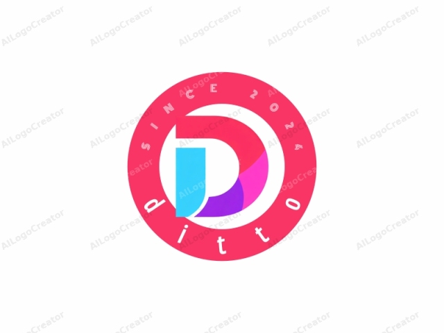 Este logotipo gráfico digital presenta una letra "D" estilizada y abstracta. La letra está compuesta por cuatro colores primarios: azul, rosa, morado y rojo. Cada segmento de color está curvado, formando una forma orgánica suave que se asemeja a los pétalos de una flor.