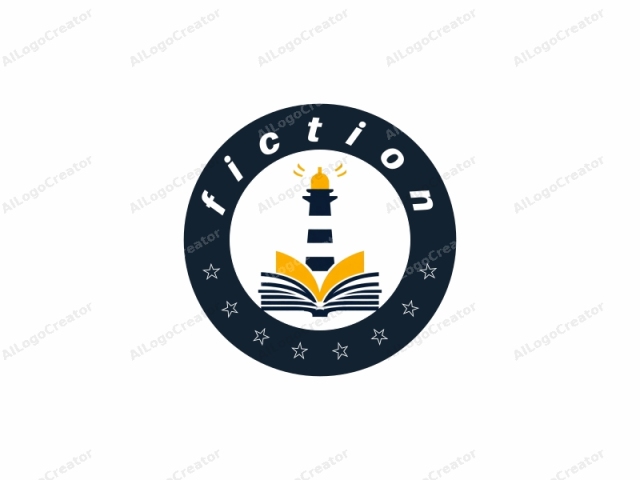 a minimalist design depicting a lighthouse. The logo features a stylized representation of a lighthouse in the center, set against a stark white background. The lighthouse is depicted in navy blue with distinct white stripes, symbolizing its traditional design.