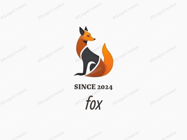 This digital logo features a stylized, abstract representation of a fox in profile. The fox is depicted in a modern, minimalist design, with smooth, clean lines and minimal shading. The head, neck, and front legs are predominantly orange, symbol