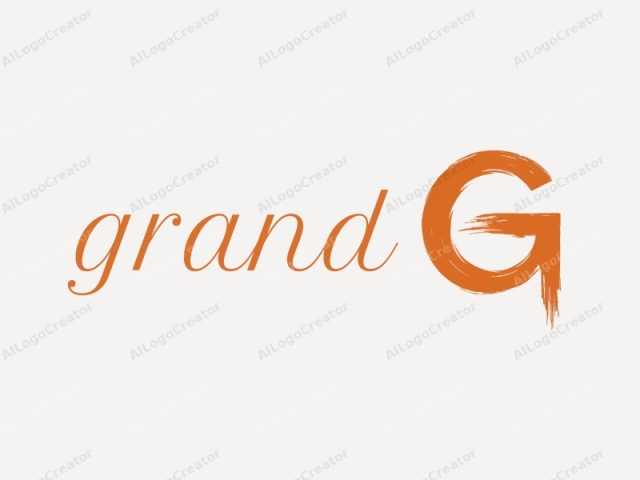 Das Bild ist ein einfaches, minimalistisches Logo, das aus dem Buchstaben "G" in kräftigem Pinselstrich-Stil besteht. Der Buchstabe ist in einem lebhaften, hellen Orange gemalt, mit groben, strukturierten Pinselstrichen, die ein dynamisches und ausdrucksstarkes Erscheinungsbild erzeugen.