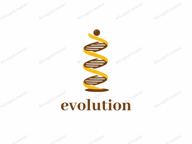 The image features a simple, stylized DNA helix structure against a plain white background. The DNA helix is depicted in brown and yellow colors. The yellow strand winds up the center, while the brown strand winds down, forming the familiar double