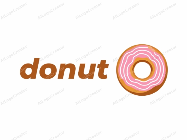 The logo image is a minimalist digital drawing of a single donut against a stark white background. The donut is depicted in a cartoonish style with smooth, clean lines and vibrant colors. It features a golden-brown, slightly curved edge that