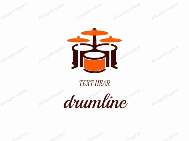 Dieses Logo-Bild ist eine minimalistische, digitale Zeichnung eines Schlagzeugs. Die Illustration zeigt drei verschiedene Trommeln in verschiedenen Brauntönen, die jeweils einen anderen Trommeltyp darstellen: eine Bassdrum, eine Snare-Drum und Tom-Tom-Trommeln. Die Bassdrum