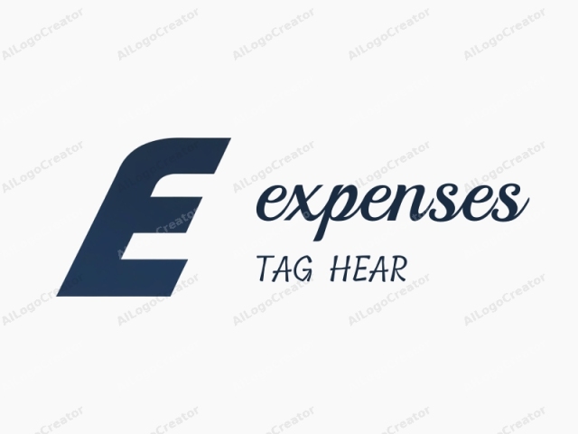 a bold, modern, and minimalist design. This logo features a single, uppercase letter "E" in a clean and sleek style. The letter is rendered in a deep navy blue color, contrasting sharply against a plain white background, which emphasizes its