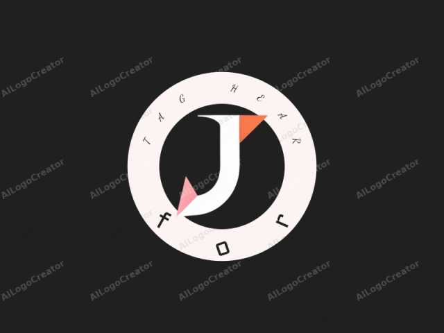 El logotipo es un diseño minimalista que presenta una letra "J" estilizada y abstracta. La letra "J" está prominentemente centrada sobre un fondo negro mate oscuro, proporcionando un contraste marcado que la hace fácilmente reconocible y visualmente impactante. El diseño se caracteriza por