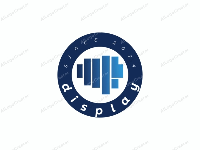 The logo is a minimalist design that incorporates a geometric abstraction of a barbell. It features six horizontal bars in varying shades of blue, ranging from a deep navy to a light sky blue, with a gradient effect between them. The bars are aligned