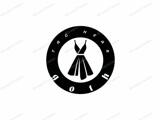 ein schwarzes Silhouettenkleid mit einem modernen, minimalistischen Design. Dieses Bild zeigt ein Kleid mit einem V-Ausschnitt und einem leicht ausgestellten Saum, das in tiefem Schwarz vor einem einfachen weißen Hintergrund dargestellt wird. Das Kleid ist symmetrisch, mit glatten Linien und einem sauberen