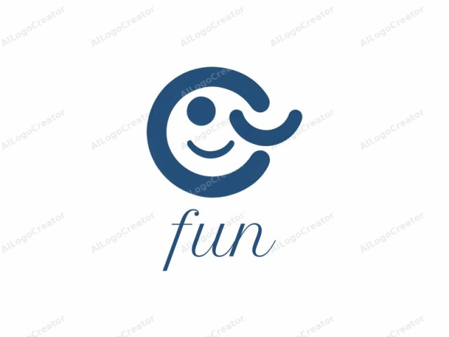 que es una ilustración digital simplificada, minimalista y moderna de una cara sonriente. El logotipo presenta un contorno circular azul que sirve como marco para una cara estilizada y alegre. El color azul destaca claramente sobre el fondo blanco liso