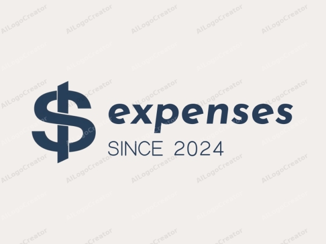 a dollar sign. The logo image features a stylized dollar sign in a minimalist design, rendered in a deep navy blue color against a plain, light beige background. The dollar sign is centered and occupies the majority of the frame. The design is